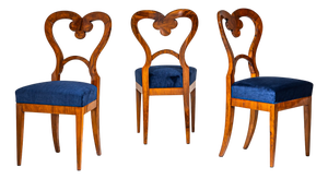 Biedermeier Side Chairs in Walnut, Austria, 1830s, Set of 3
