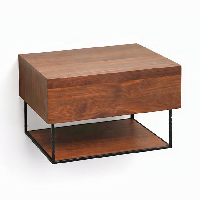 Handmade floating nightstand (ARCUNO) by Live One's, Wake Forest, North Carolina. Wall-mounted bedside table with all...