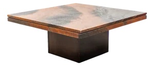 Vintage Coffee Table in Marble with Black and Rust-Brown Resin, 1970s