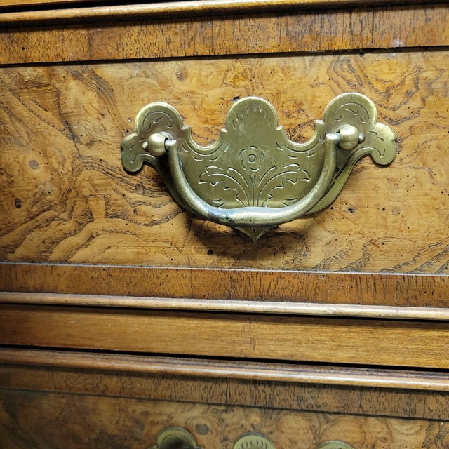 Hekman Walnut Burl & Oak Silverware Flatware Chest With Side Slides For Sale - Image 9 of 14