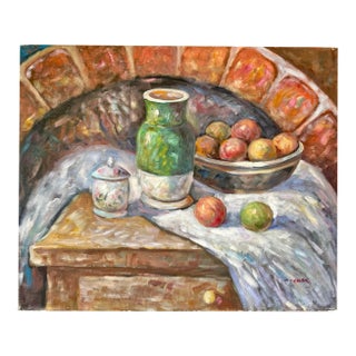 Midcentury Fruit Still Life Painting, Signed For Sale