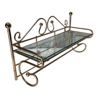 Vintage Mid 20th Century Tubular Wall Shelf With Towel Bar For Sale