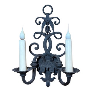 Old World European Design Handforged Double Candle Wall Sconce. For Sale