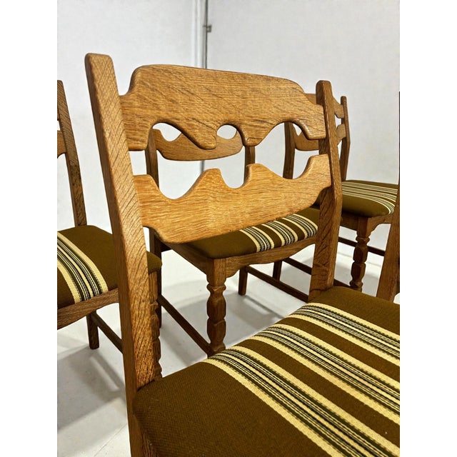 Vintage Razorblade Oak Dining Chairs by Henning Kjærnulf for Nyrup Møbelfabrik, Denmark, 1960s, Set of 6 For Sale - Image 10 of 12