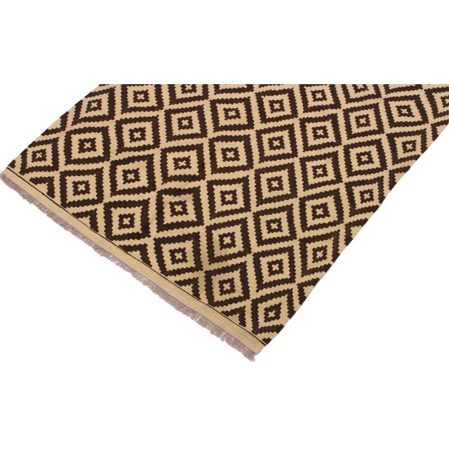 Tribal Tribal Kilim Beige Brown Wool Rug - 4'2" X 6'7" For Sale - Image 3 of 7