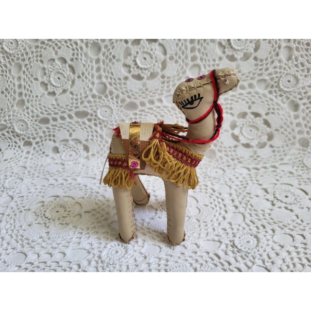 Boho Chic 1960s Embellished Cream Leather Camel For Sale - Image 3 of 5