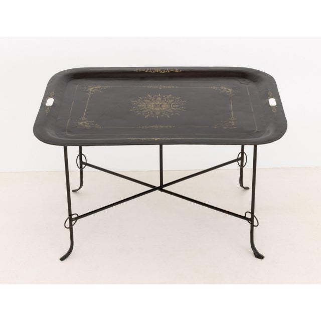 Modern Vintage Tole Painted Tray Table For Sale - Image 3 of 10
