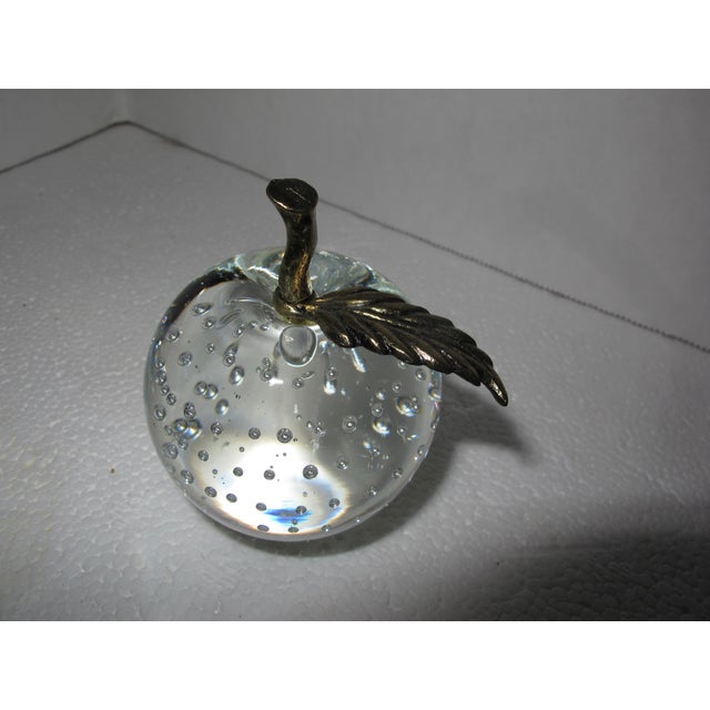 Traditional Late 20th Century Brass and Glass Apple Paperweight For Sale - Image 3 of 11