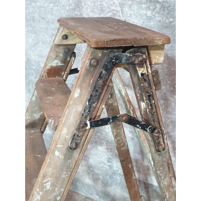 Wood Vintage Wood Step Painters Ladder, 1970s For Sale - Image 7 of 14