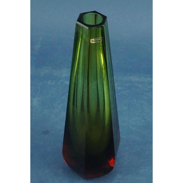 Vintage Green and Red Sommerso Glass Vase from WMF Ikora Krystall, German, 1960s For Sale - Image 6 of 18