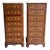 Pair of Antique French Louis XV-Style Marble Tall Cabinets With Inlaid Marquetry, A Pair For Sale