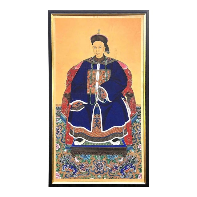 Late 19th Century Monumental Qing Dynasty Chinese Ancestral Portrait For Sale