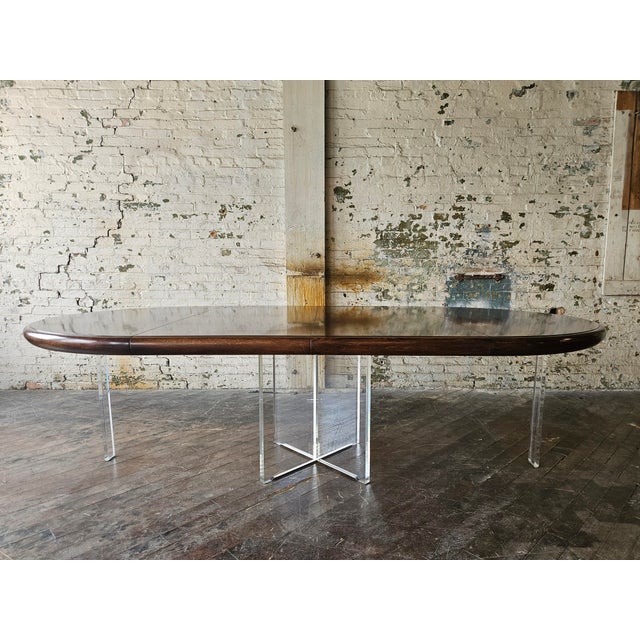 Vladimir Kagan Walnut and Acrylic Custom Dining Table - 102 Inches For Sale - Image 9 of 18