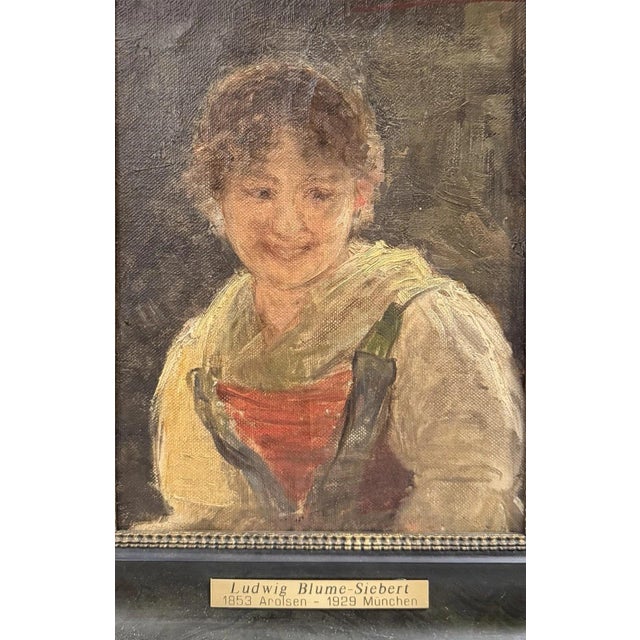 Ludwig Siebert Blume, Young Girl in Traditional Costume, Oil Painting on Canvas, Framed For Sale - Image 11 of 11