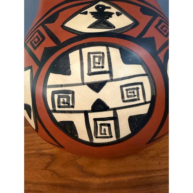 Rustic 1970s Southwestern Wedding Vase Pottery Table Lamp — Hand-Painted Terracotta For Sale - Image 3 of 10