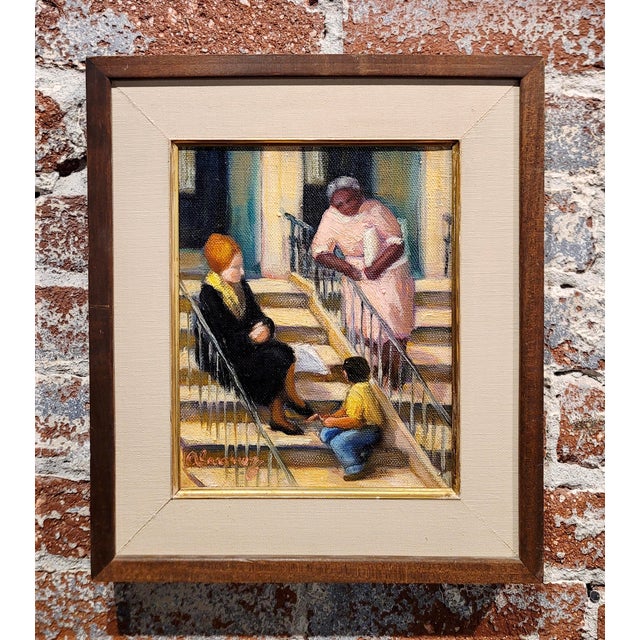 Mabel Alvarez - Mother ,Son & her Black Mammy- 1930s Oil painting American Expressionist - Oil painting on canvas - Signed...