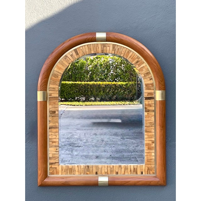 Vintage Brass Arched Mirror For Sale - Image 9 of 12