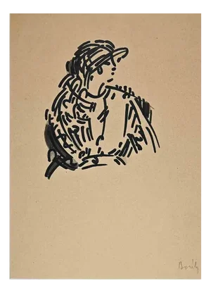 Portrait of Woman, Original Drawing, Early 20th-Century