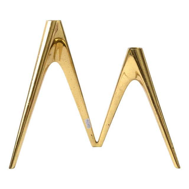 Mid-Century German Brass Candleholder, 1960s For Sale