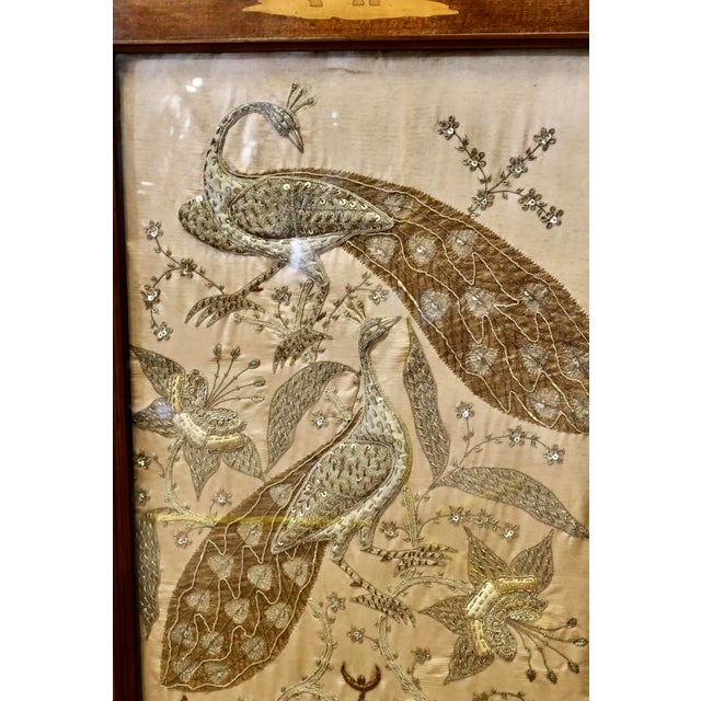 Indian Embroidered Silver and Gold Taj Mahal Screen For Sale - Image 3 of 8