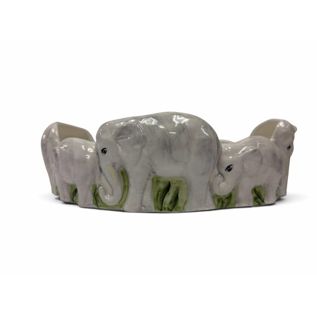 Hollywood Regency Vintage Scully & Scully Italian Ceramic Elephant Parade Serving Platter For Sale - Image 3 of 6