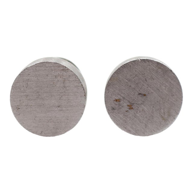 Pair of Modern 1 In. Brushed Nickel Brass Cabinet Knobs For Sale