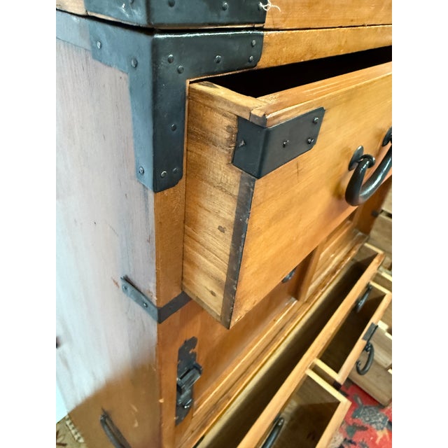 Japanese Tansu Chest of Drawers, Two Piece For Sale In San Francisco - Image 6 of 12