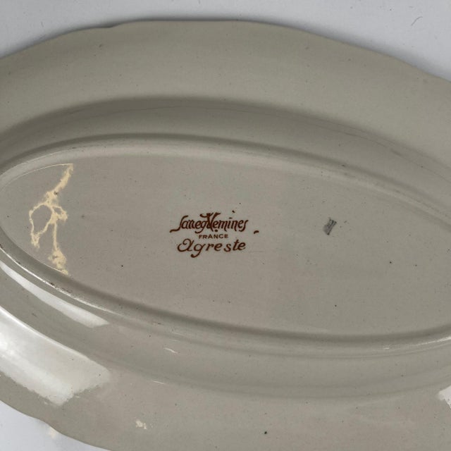 Small Oval Agreste Plate from Sarreguemines, 1930s For Sale - Image 4 of 7