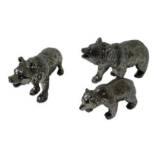 Set of 3 Pewter Bears by Cipolla Pewter, Made in Italy From Gorsuch in Aspen For Sale