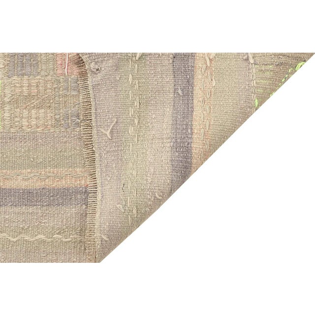 Mid 20th Century Mid 20th Century Faded Vintage Embroidered Kilim Rug For Sale - Image 5 of 7