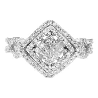 14KT White Gold Diamond Composite Ring (1 cttw, H-I Color, I1-I2 Clarity) - Size 7 For Sale