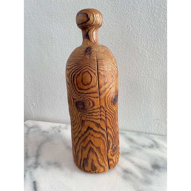 Rustic Vintage Robert Cumpston Handmade Wood Rustic Weedpot Bottle Form For Sale - Image 3 of 5