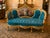1900s French Louis XVI Blue/Green/Teal Velvet Sofa Set-5 Pc For Sale - Image 4 of 18