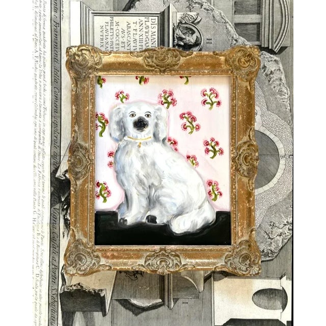 Chloe & Charles the White Staffordshire Dogs and Their Portraits For Sale - Image 10 of 12