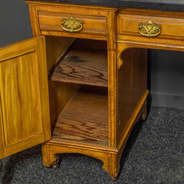Brown Edwardian Washstand in Granite, 1890s For Sale - Image 8 of 12
