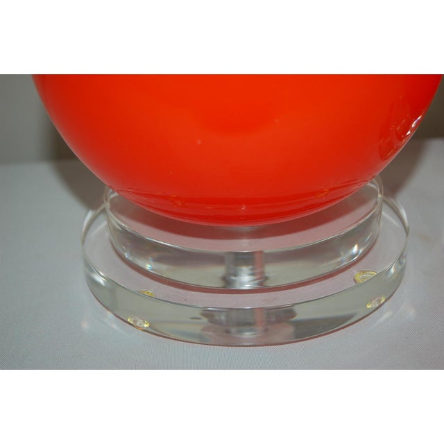 Glass Vintage Murano Long Neck Red Orange Lamps For Sale - Image 7 of 11