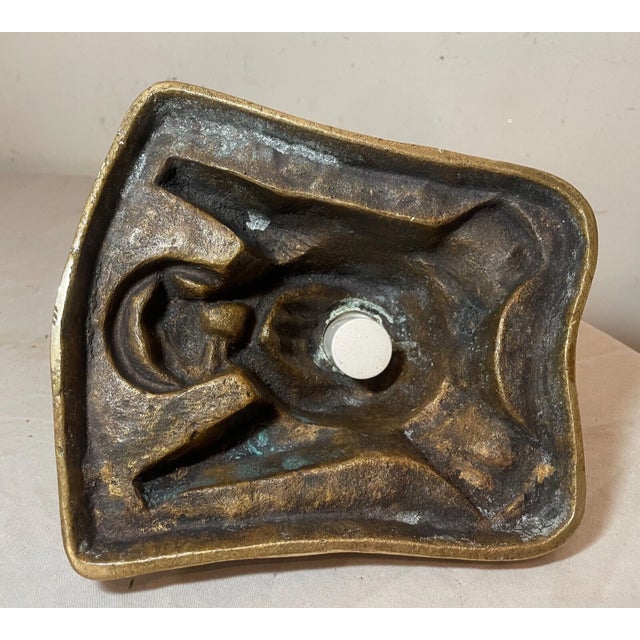 Large Antique Solid Bronze Brass Figural Writing Fat Man Eating Turkey Inkwell For Sale - Image 12 of 13