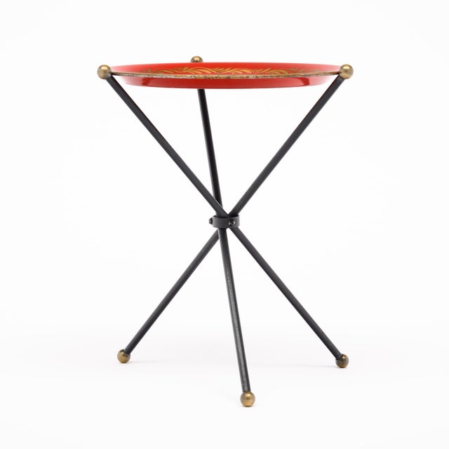 Red Art Deco Period French Folding Tea Tray Table, Circa 1940 For Sale - Image 8 of 9