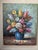 Textile Mid 20th Century Impressionist Still Life Floral Bouquet Oil Painting Signed For Sale - Image 7 of 9