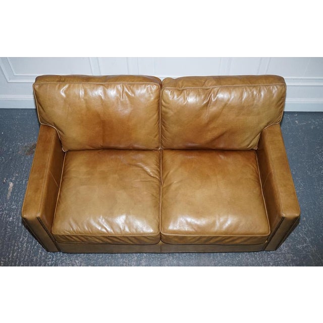 Animal Skin Halo Two Seater Viscount Tan Leather Sofa by Timothy Oulton For Sale - Image 7 of 16