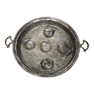 Copper Escargot Round Copper Pan Brass Handles For Sale