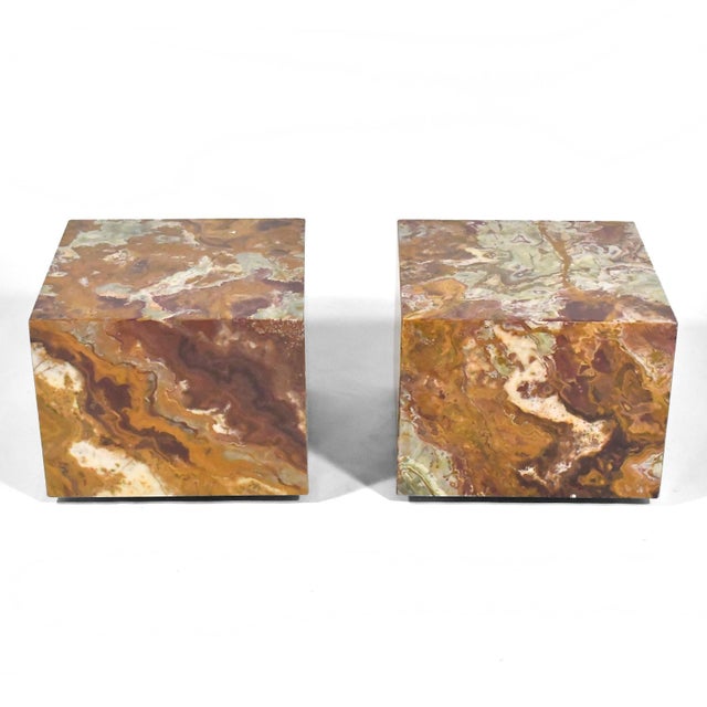Contemporary Pair of Red Onyx Cube Tables by Pace Collection For Sale - Image 3 of 10