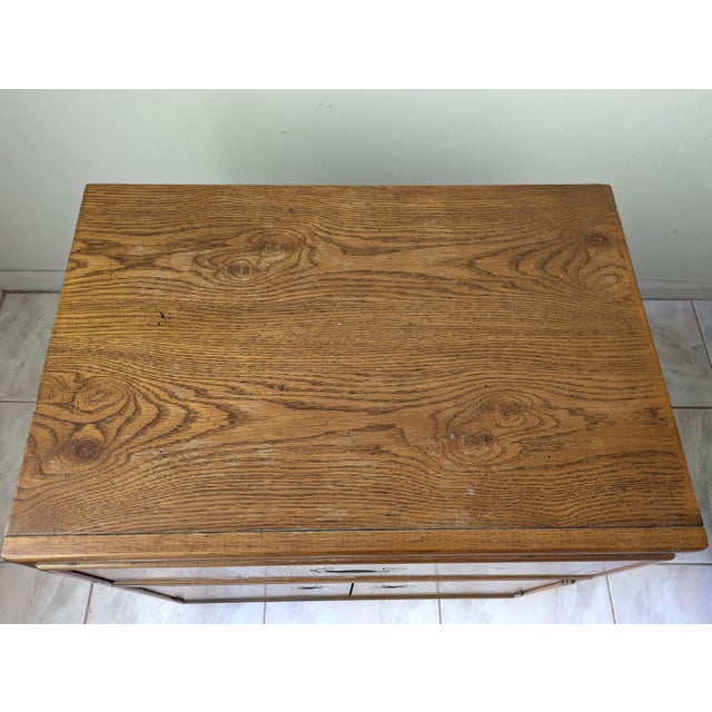 Wood 1980s Campaign Style Burl Oak Nightstand Passage Collection by Drexel For Sale - Image 7 of 11