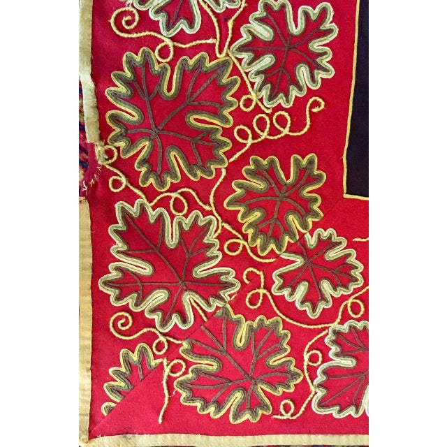 Traditional Large Antique Embroidered Textile Wall Hanging With Raised Floral Border — Possibly Portuguese For Sale - Image 3 of 13
