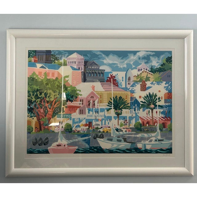 Printmaking Materials Vintage Ken Hawk Coastal Lithograph in White Frame For Sale - Image 7 of 7