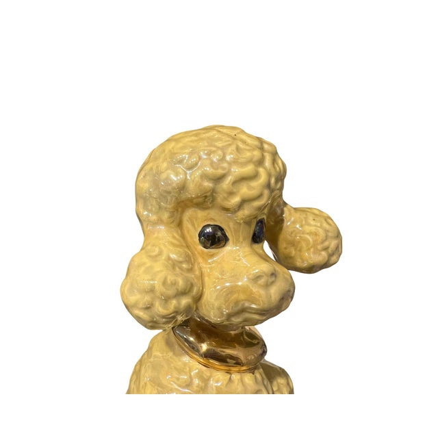 1950s Vintage Mid Century Modern Ceramic Dog Poodle Mint MCM Kitsch 1950s Yellow Gold For Sale - Image 5 of 9