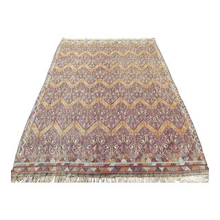 Mid 20th Century 50s Vintage Special Herringbone Design Turkish Kilim Area Rug For Sale