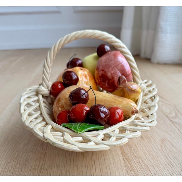 1960s Vintage Ceramiche Di Bassano Italian Majolica Reticulated Fruit Basket For Sale - Image 5 of 9