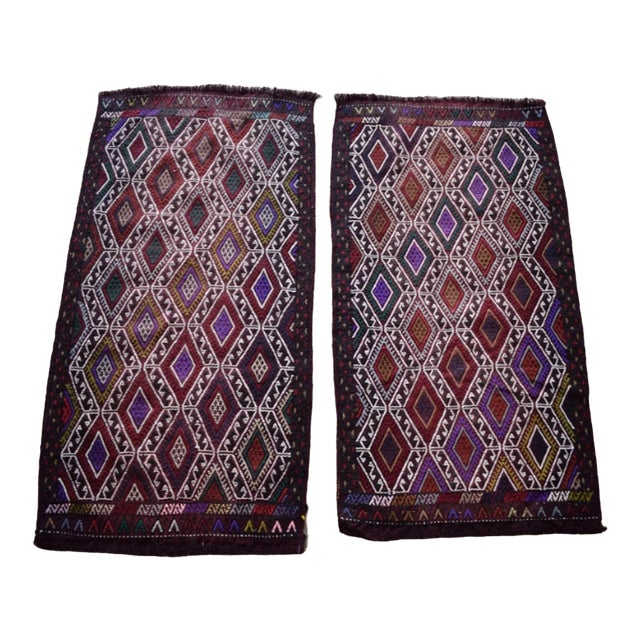 Vintage Geometrical Jajim Cicim Kilim Rug - a Pair For Sale
