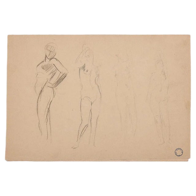 Charles Lucien Moulin, Figures of Women, Original Drawing, Early 20th-Century For Sale